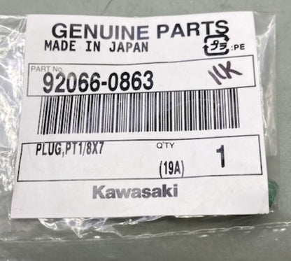 Kawasaki 92066-0863 Plug, Pt1/8X7 New Genuine