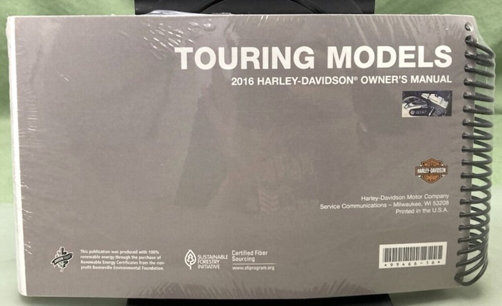 Harley Davidson 99466-16 Touring Models Owner's Manual 2016 New Genuine