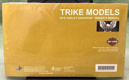 Harley Davidson 94000477 Trike Models Owner's Manual 2018 New Genuine