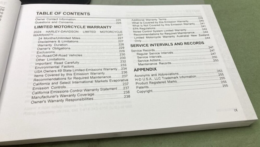 Harley Davidson 94000986 FLHX, FLTRX Models Owner's Manual 2024 Genuine