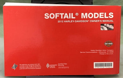 Harley Davidson 99469-12A Softail Models Owner's Manual 2012 Genuine