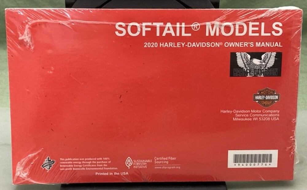 Harley Davidson 94000776 Softail Models Owner's Manual 2020 New Genuine