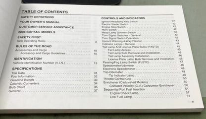 Harley Davidson 99469-04 Softail Models Owner's Manual 2004 Genuine