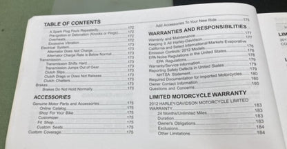 Harley Davidson 99467-12A Dyna Models Owner's Manual 2012 Genuine