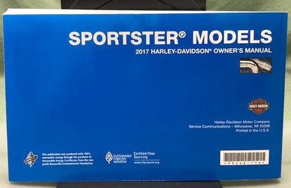 Harley Davidson 99468-17A Sportster Models Owner's Manual 2017 Genuine