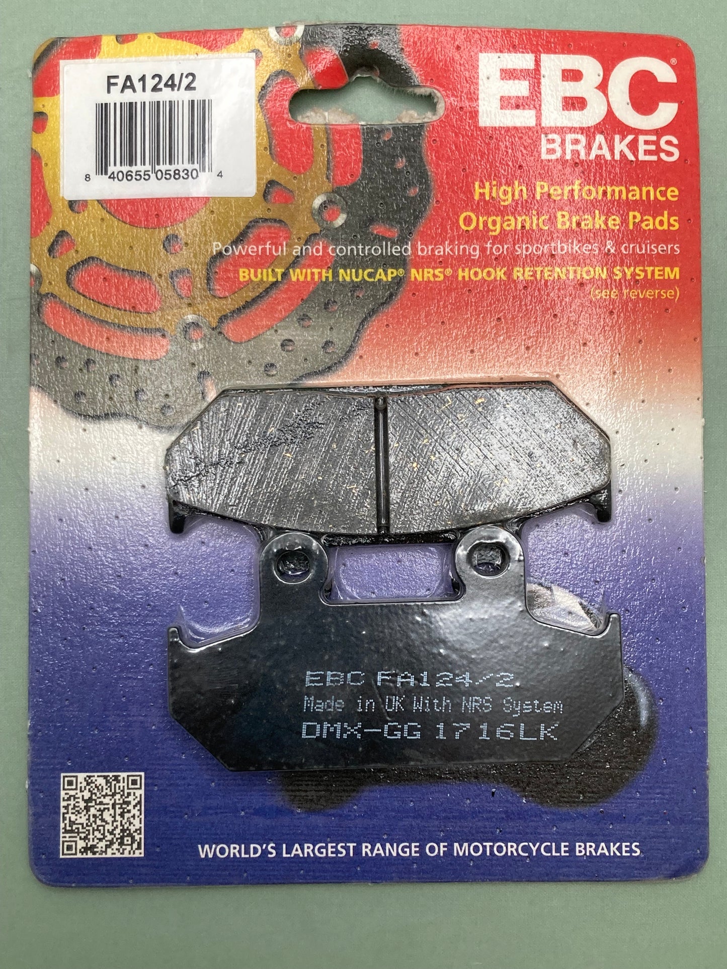 New Genuine EBC FA124/2 HP Organic MC Sportbike & Cruiser Brake Pad Set