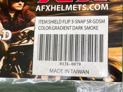 New Genuine AFX 0131-0079 Shield Flip 3-Snap SR GDSM, Gradient Dark Smoke
