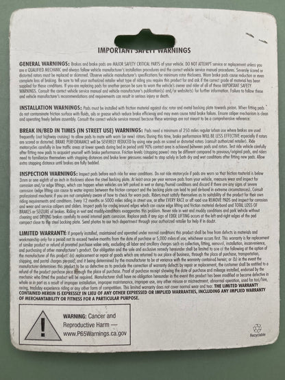 New Genuine Drag Specialties 1720-0204 Organic Brake Pads MC Harley/Buell