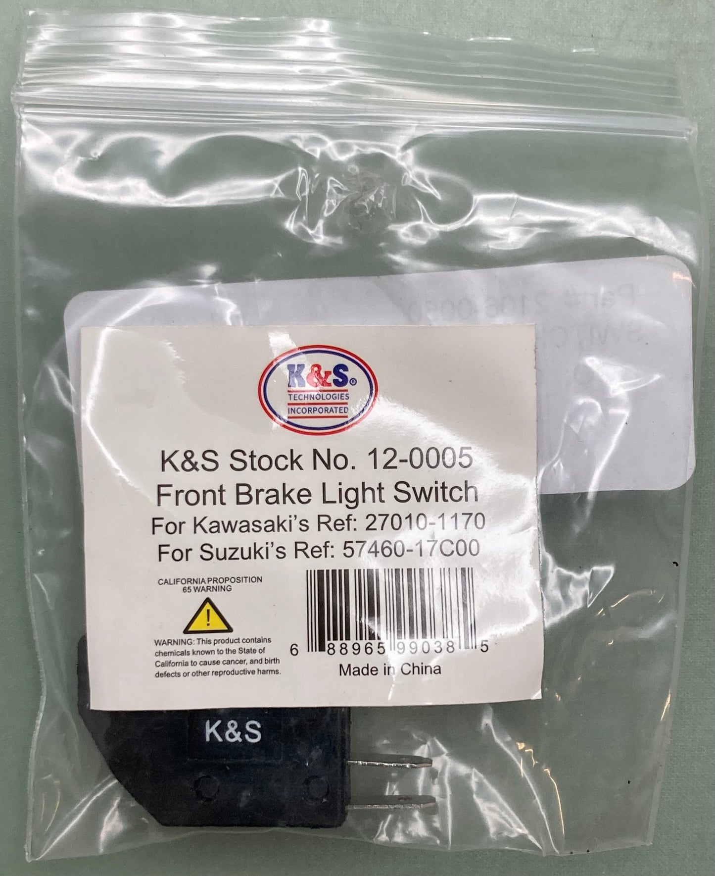 New Genuine K&S 12-0005 Front Brake Light Switch