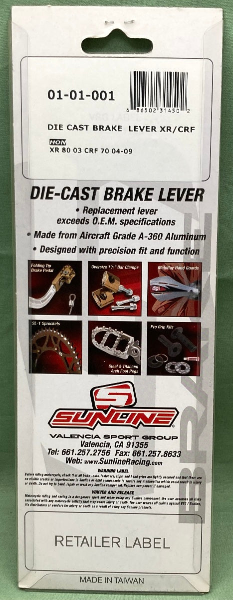New Genuine Sunline 01-01-001 Die Cast Brake Lever XR/CRF