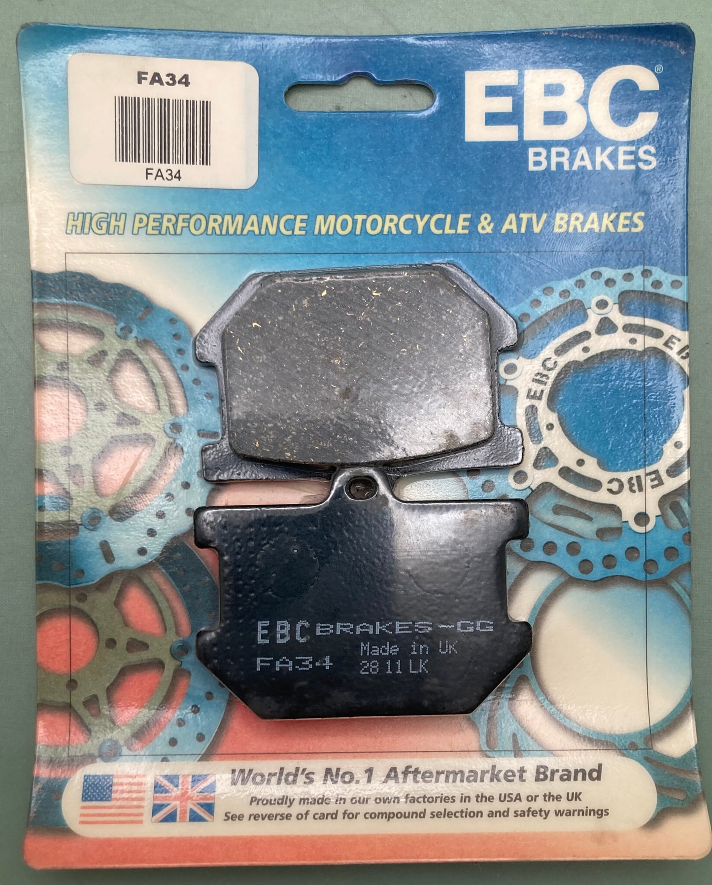New Genuine EBC FA34 High Performance MC & ATV Organic Brake Set