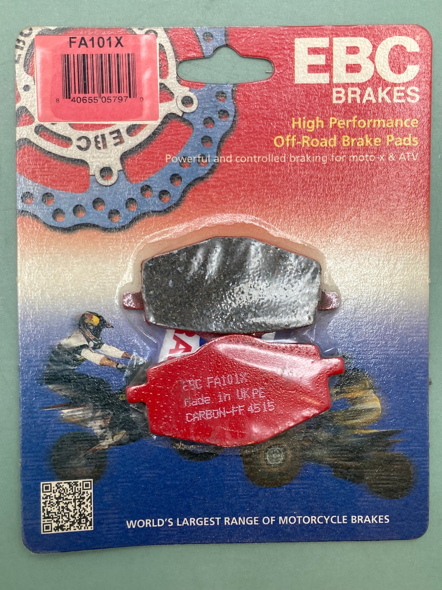 New Genuine EBC FA101X High Performance Moto-X & ATV Off Road Brake Pad Set, Red