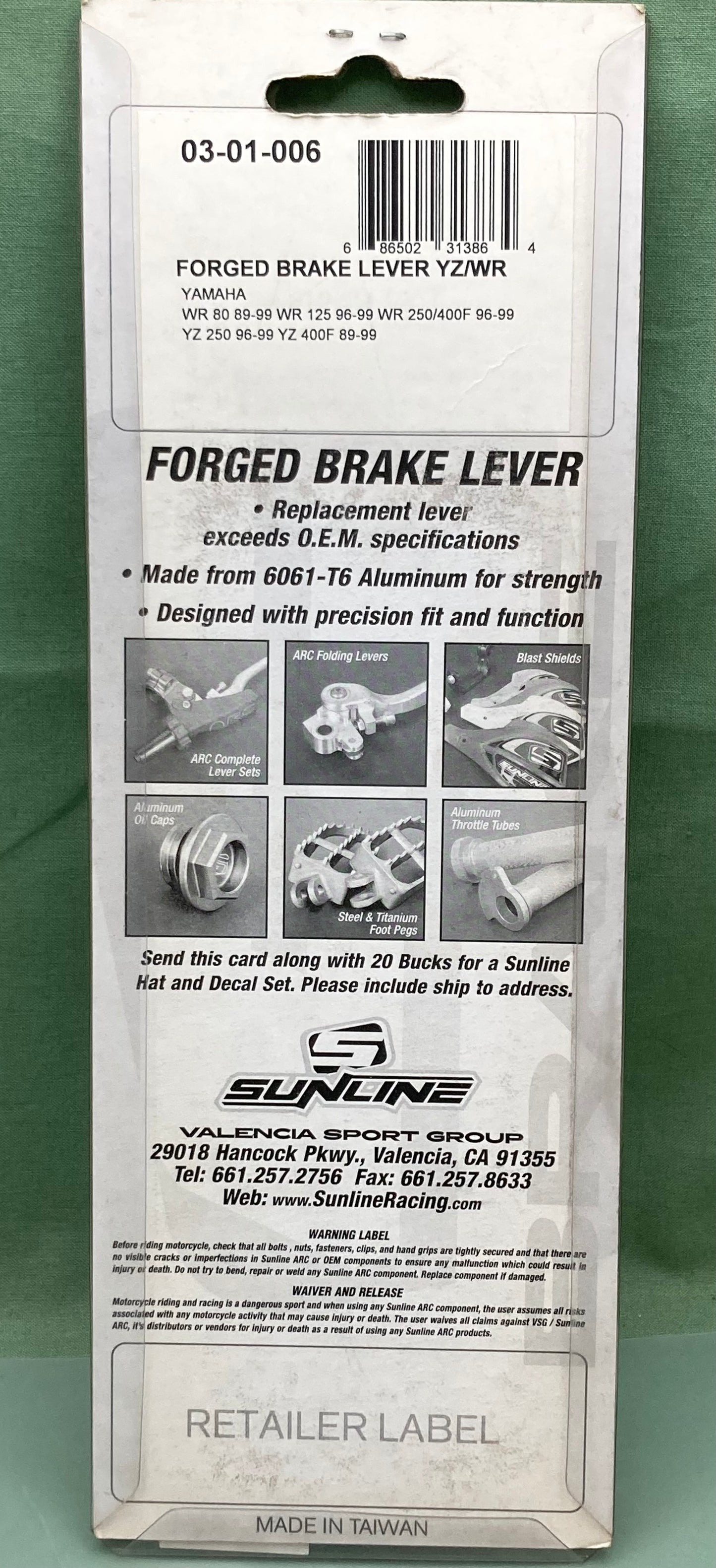 New Genuine Sunline 03-01-006 Forged Brake Lever YZ/WR