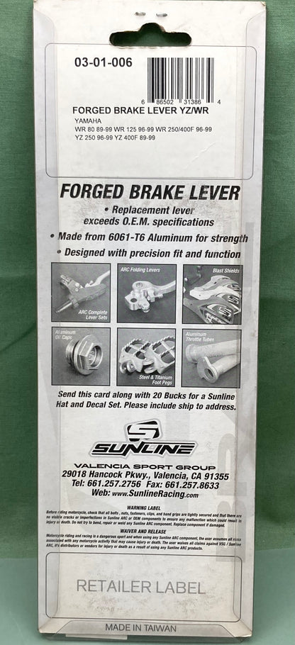 New Genuine Sunline 03-01-006 Forged Brake Lever YZ/WR