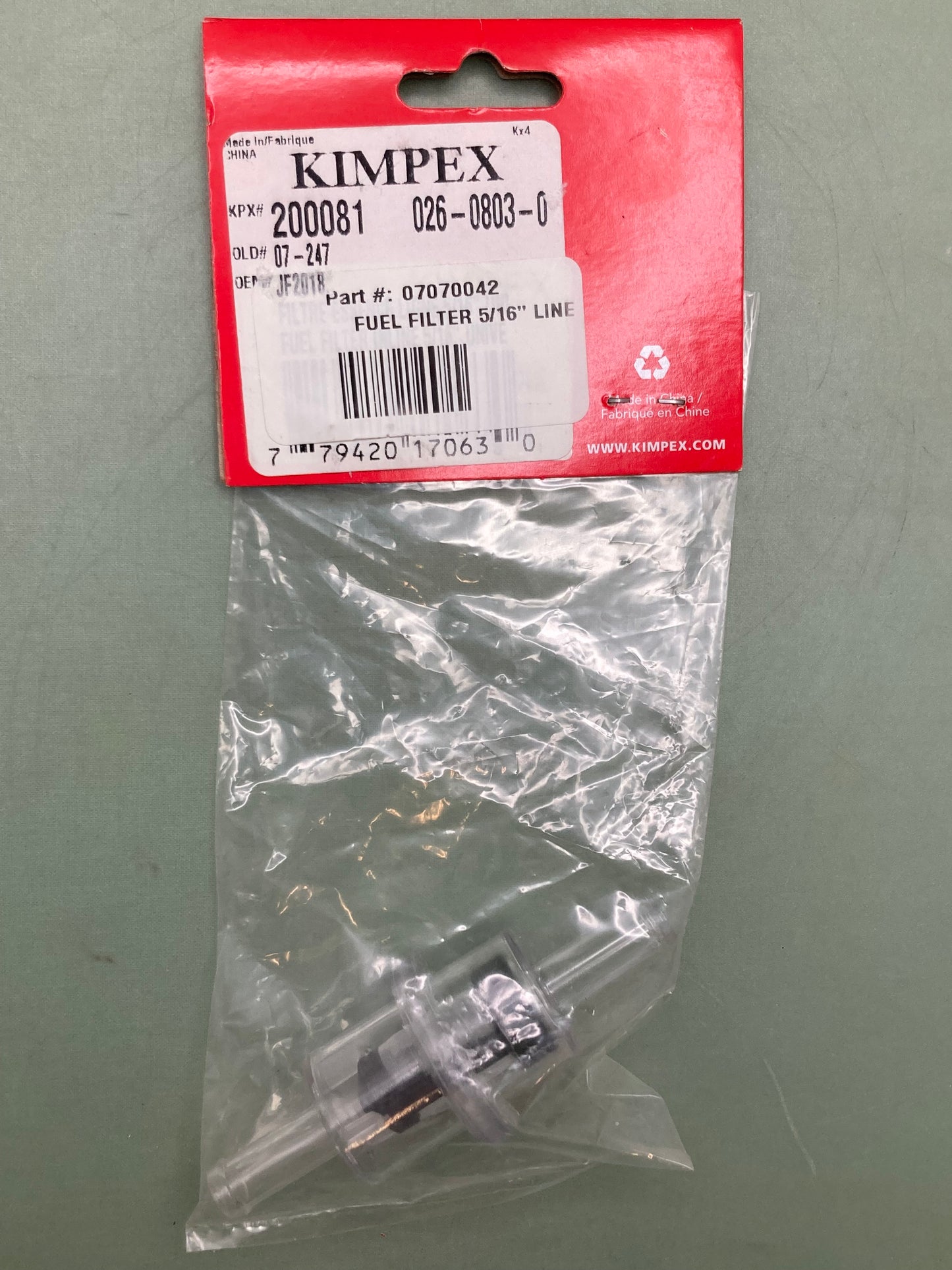 New Genuine Kimpex 200081 Universal Fuel Filter 5/16", JF2018