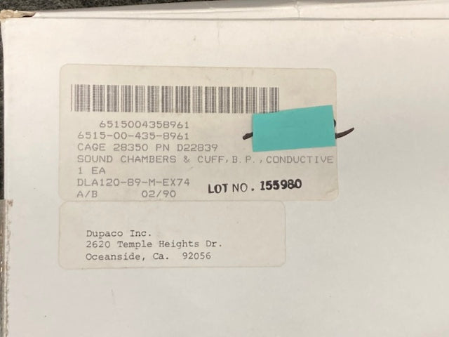 Dupaco 6515-00-435-8961 Sound Chamber and Cuff, Blood Pre New Genuine