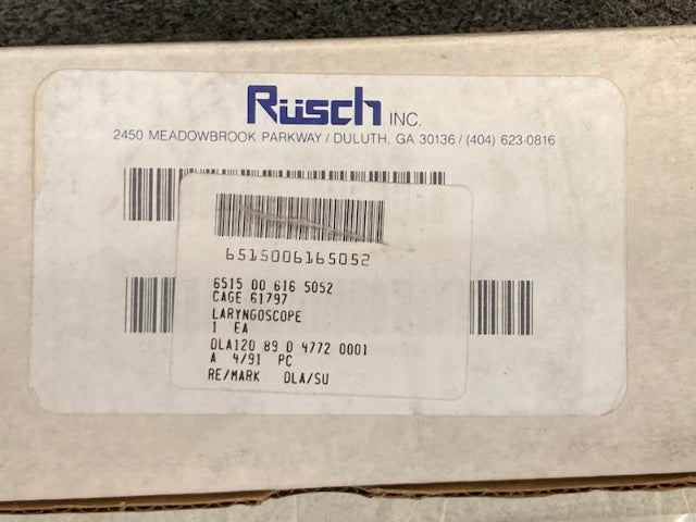 Rusch 6515-00-616-5052 Laryngoscope Macintosh Kit Infant/Child/Adult New Genuine