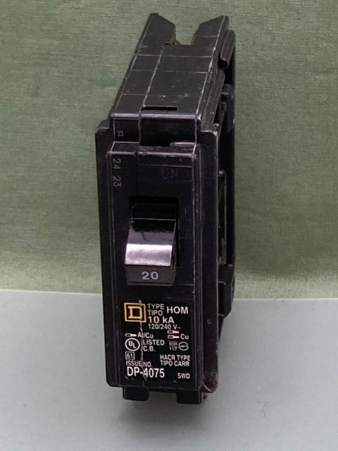 Schneider DP-4075 Single Pole Circuit Breaker 20 Amp HOM120 10 ka Genuine