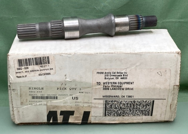 Arctic Cat 3402-639 SHAFT SEC DRIVEN OUTPUT RR New Genuine