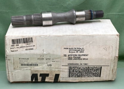 Arctic Cat 3402-639 SHAFT SEC DRIVEN OUTPUT RR New Genuine