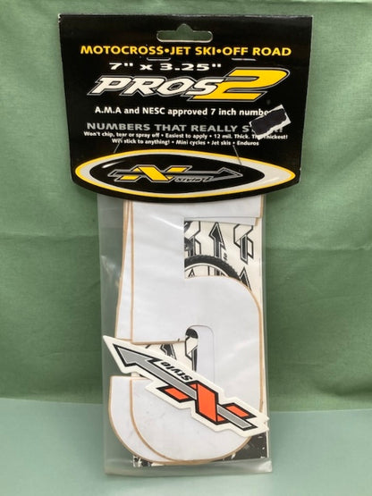 Pk of 3 N-STYLE PROS NIII-5W Pros 2 #5 Sticker White 7"x3.25" New Genuine