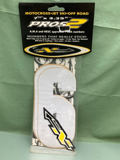Pk of 3 N-STYLE PROS NIII-6W Pros 2 #6 Sticker White 7"x3.25" New Genuine