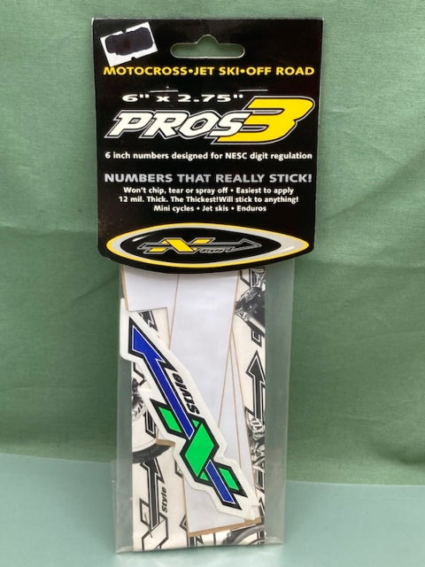 Pk of 3 N-STYLE PROS NIII-1W Pros 3 #1 Sticker White 6"x2.75" New Genuine