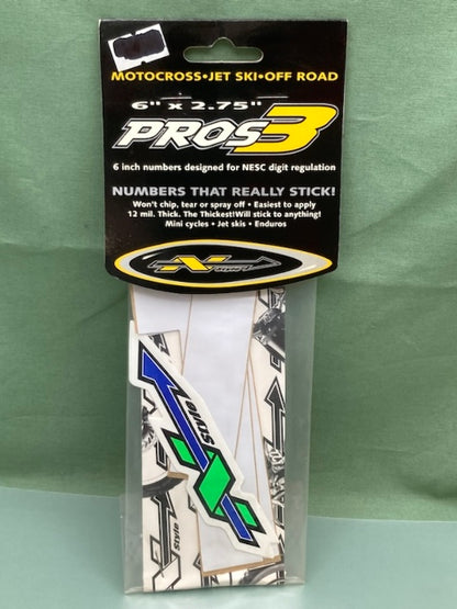 Pk of 3 N-STYLE PROS NIII-1W Pros 3 #1 Sticker White 6"x2.75" New Genuine