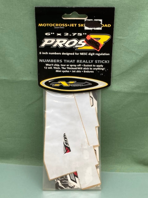Pk of 3 N-STYLE PROS NIII-4W Pros 3 #4 Sticker White 6"x2.75" New Genuine