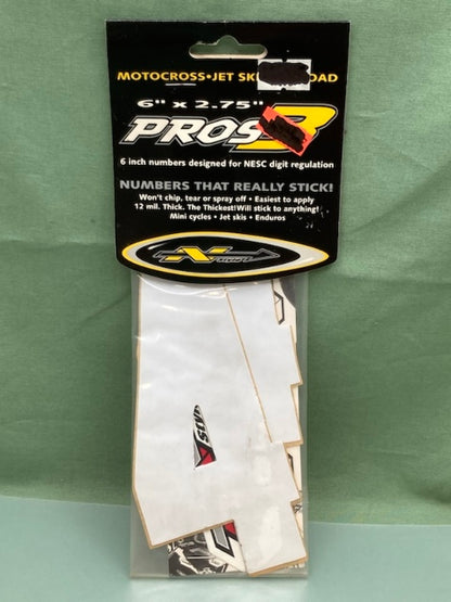 Pk of 3 N-STYLE PROS NIII-4W Pros 3 #4 Sticker White 6"x2.75" New Genuine
