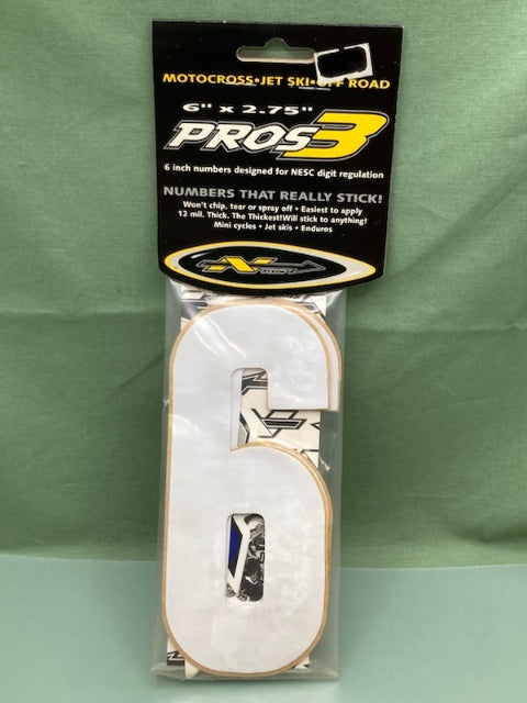 Pk of 3 N-STYLE PROS NIII-6W Pros 3 #6 Sticker White 6"x2.75" New Genuine