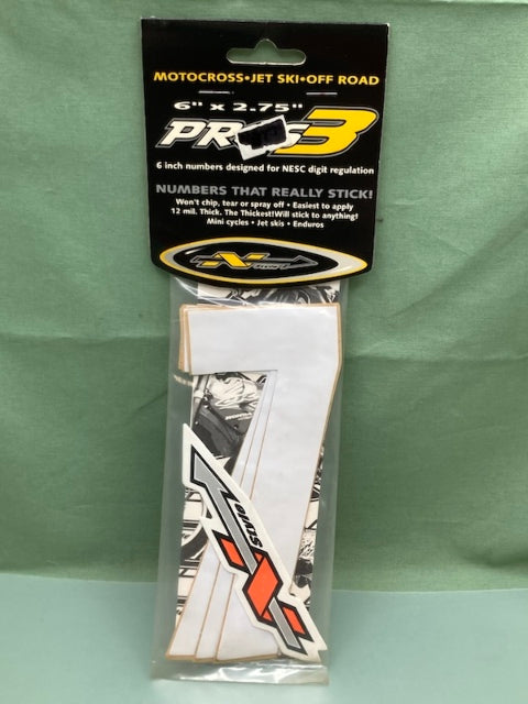 Pk of 3 N-STYLE PROS NIII-7W Pros 3 #7 Sticker White 6"x2.75" New Genuine