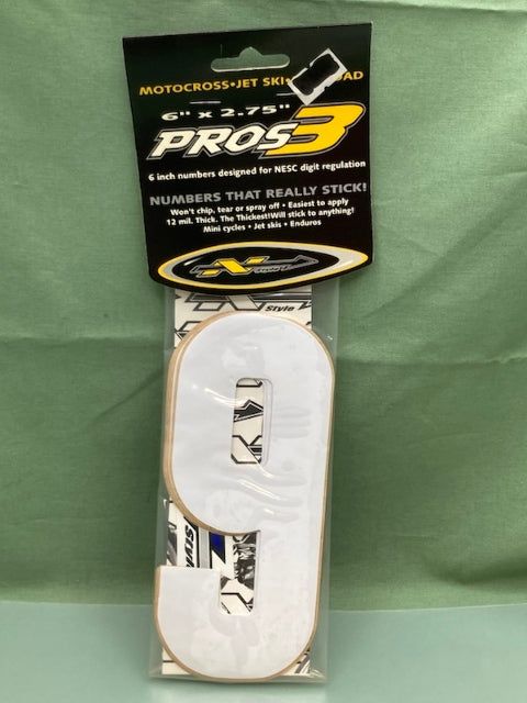 Pk of 3 N-STYLE PROS NIII-9W Pros 3 #9 Sticker White 6"x2.75" New Genuine
