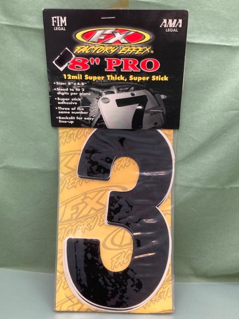 Pk of 3 Factory Effex 02-4373 Pro Sticker #3 Black 8"x4.5" New Genuine