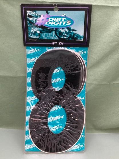 Pk of 3 Dirt Digits SX83B-8 Motocross Graphics #8 Black 8" New Genuine