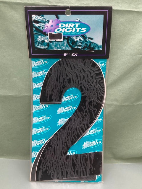 Pk of 3 Dirt Digits SX83B-2 Motocross Graphics #2 Black 8" New Genuine