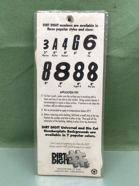 Pk of 3 Dirt Digits SX63W-0 Stick-On #0 White 6" New Genuine