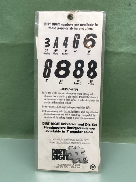 Pk of 3 Dirt Digits SX63W-5 Stick-On #5 White 6" New Genuine