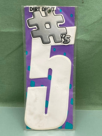 Pk of 3 Dirt Digits SX63W-5 Stick-On #5 White 6" New Genuine