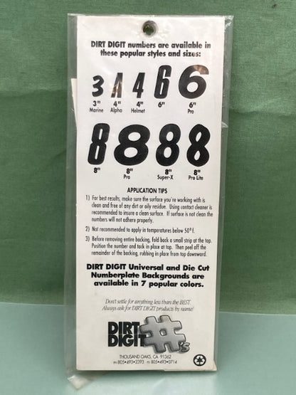 Pk of 3 Dirt Digits XT63W-7 Stick-On #7 White 6" New Genuine