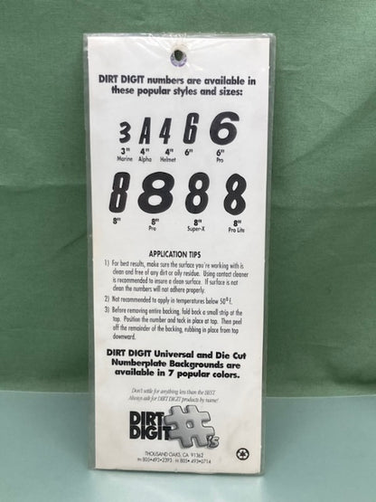 Pk of 3 Dirt Digits SX73W-0 Stick-On #0 White 7" New Genuine