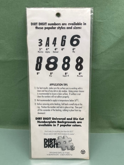 Pk of 3 Dirt Digits DD73W-2 Stick-On #2 White 7" New Genuine