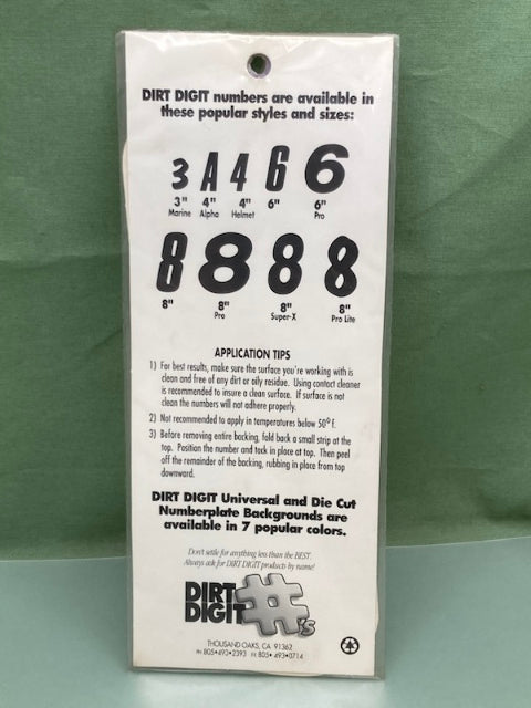 Pk of 3 Dirt Digits DD73W-3 Stick-On #3 White 7" New Genuine