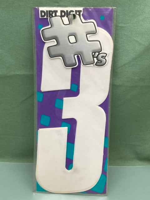 Pk of 3 Dirt Digits DD73W-3 Stick-On #3 White 7" New Genuine