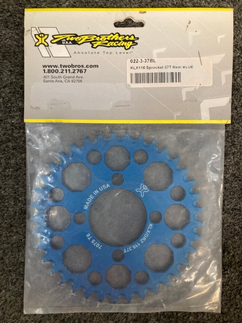 TwoBrothers 7075-T6 Rear Sprocket, Blue 37T 022-3-37BL New Genuine