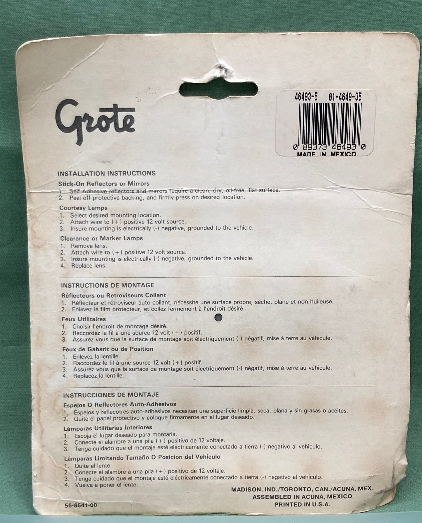 New Genuine Grote 46493-5 Marker Lamp