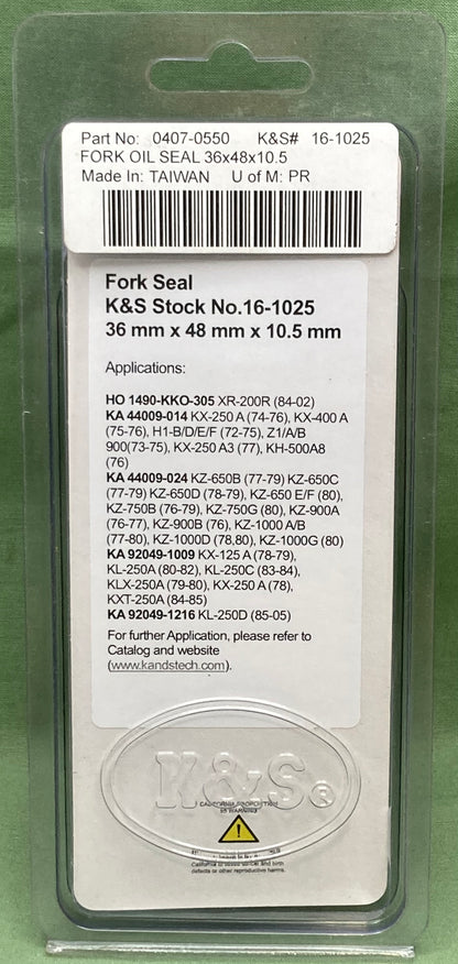 New Genuine K&S 16-1025 Fork Seal Set