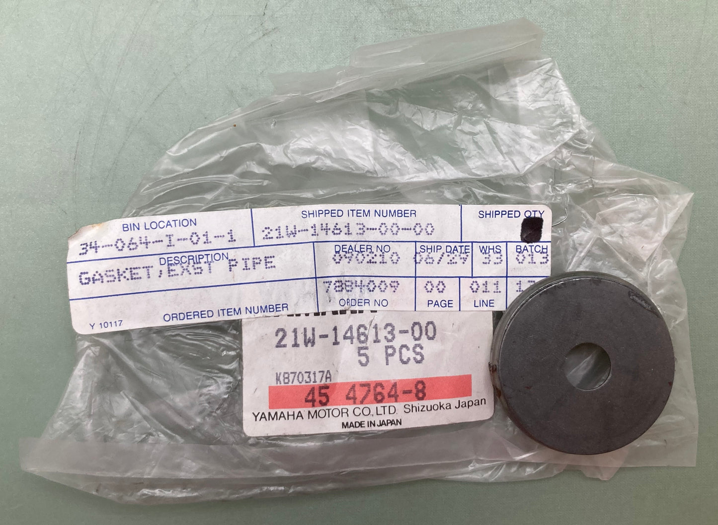 New Genuine Yamaha 21W-14613-00 Exhaust Pipe Gasket 3RV-14623-00-00