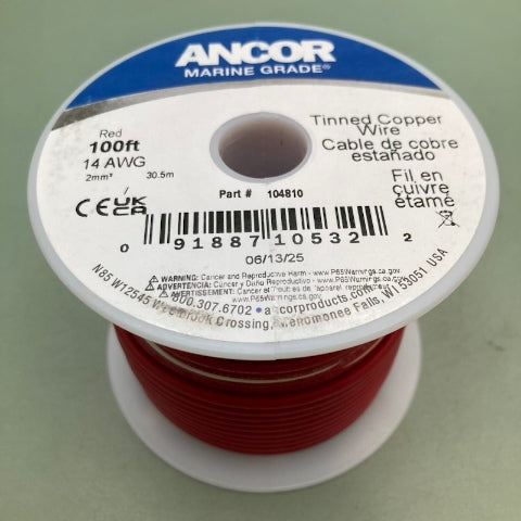 Ancor 104810 TINNED COPPER WIRE 14 AWG 100FT RED New Genuine