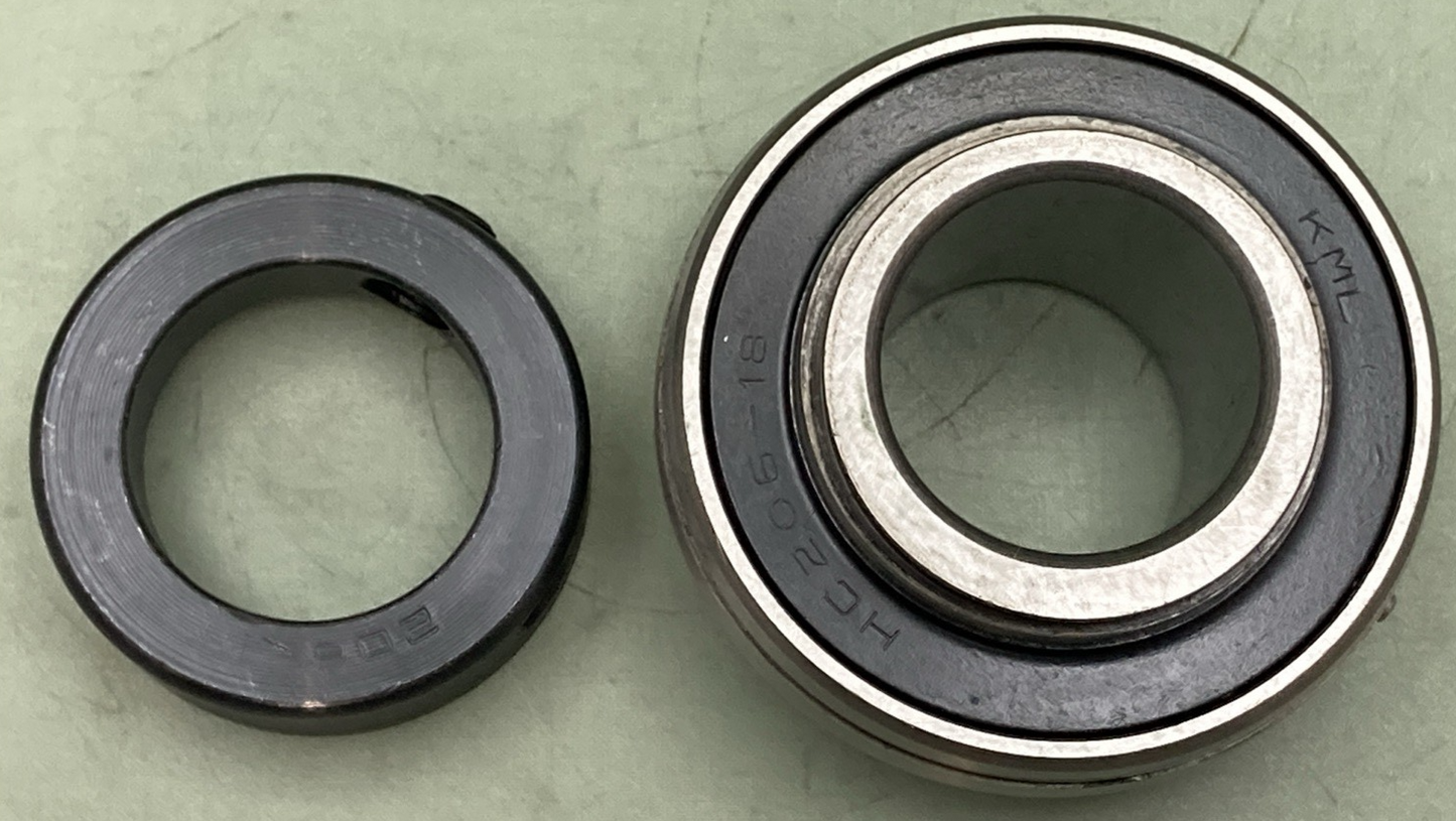 NEW GENUINE KML HC206-18 Eccentric Bore Insert Ball Bearing with Collar and Set
